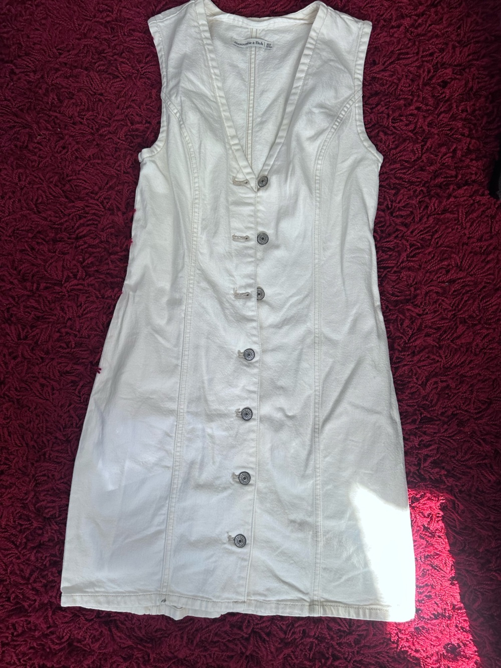 Abercrombie & Fitch White Straight-Leg Button Dress